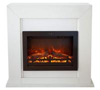 Xaralyn Chimenea eléctrica - Adra EFL-MDW - color blanco, estructura de madera - 1500 vatios de potencia de calefacción - con mando a distancia - incluye repisa para chimenea y chimenea de encastre - 