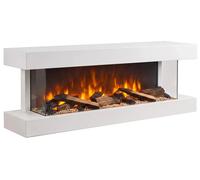 Xaralyn Chimenea eléctrica de pared - Modelo 120SW - color blanco, estructura de madera - 1400 vatios de potencia de calefacción - con mando a distancia - chimenea eléctrica de 3 lados - chimenea deco