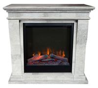 Xaralyn Chimenea eléctrica - Kreta-Mini ELE-SGP - piedra natural pulida en color gris - 1500 vatios de potencia de calefacción - con mando a distancia - incluye repisa para chimenea y chimenea de enca