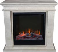 Xaralyn Chimenea eléctrica - Kreta-Mini ELE-SWP - piedra natural pulida en blanco - 1500 vatios de potencia de calefacción - con mando a distancia - incluye faldón para chimenea y chimenea de encastre