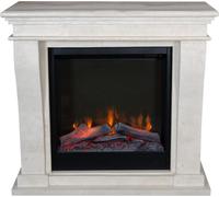 Xaralyn Chimenea eléctrica - Kreta-Mini ELE-SWU - color blanco, imitación piedra natural - 1500 vatios de potencia de calefacción - con mando a distancia - incluye repisa para chimenea y chimenea de e