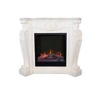 Xaralyn - Chimenea eléctrica Louis ELE-W - Revestimiento de piedra natural blanca - Calefacción de 1500 vatios - Mando a distancia (blanco)