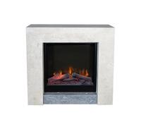 Xaralyn - Chimenea eléctrica Milos ELE - Revestimiento de piedra natural blanca - Calefacción de 1400 vatios - Mando a distancia