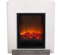 Xaralyn, chimenea eléctrica - Modelo Hamar - color blanco, estructura de madera - potencia de 1300 vatios - con mando a distancia - incluye repisa para chimenea y chimenea de encastre - chimenea decor