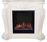 Xaralyn Chimenea eléctrica - Modelo Louis ELE-W - color blanco, con revestimiento de piedra natural - Potencia de 1500 vatios - Incluye mando a distancia - Chimenea decorativa con inserto para encastr