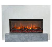 Xaralyn Chimenea eléctrica - Santos EL90 - color blanco, con revestimiento de piedra natural - potencia de 1400 vatios - con mando a distancia - incluye repisa para chimenea y chimenea de encastre - c