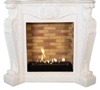 Xaralyn Louis: Chimenea de bioetanol con diseño de piedra, chimenea de etanol para pared, chimenea, material compuesto en color blanco
