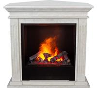 Xaralyn Wasserdampf-Kamin - Cadiz-Corner EC6 - blanco, piedra natural - con mando a distancia - Chimenea eléctrica Opti-Myst - Incluye marco para chimenea y chimenea de encastre - Chimenea decorativa 