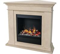 Xaralyn Wasserdampf-Kamin - Kos-Corner EAL - blanco, imitación piedra natural - 1500 vatios de potencia de calefacción - con mando a distancia - Chimenea eléctrica decorativa Opti-Myst - Incluye repis