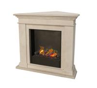 Xaralyn Wasserdampf-Kamin - Kos-Corner EC6 - blanco, imitación piedra natural - con mando a distancia - Chimenea eléctrica Opti-Myst - Incluye marco para chimenea y chimenea de encastre - Chimenea dec