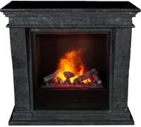 Xaralyn Wasserdampf-Kamin - Kreta-Mini EC6-SBU - piedra natural negra pulida - con mando a distancia - Chimenea eléctrica Opti-Myst - incluye repisa para chimenea y chimenea de instalación - chimenea 