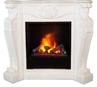 Xaralyn Wasserdampf-Kamin - Modelo Louis EC6-W - Blanco, con revestimiento de piedra natural - Con mando a distancia - Chimenea eléctrica Opti-Myst - Incluye marco para chimenea y chimenea de encastre