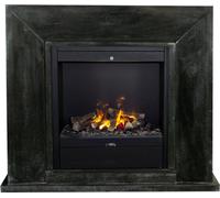 Xaralyn Wasserdampf-Kamin - Modelo Nero EAL-SBP - Piedra natural negra pulida - Calefacción de 1500 vatios - Con mando a distancia - Chimenea eléctrica Opti-Myst - Incluye repisa para chimenea y chime