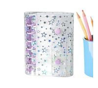 Xasbseulk Cubierta transparente para carpeta de anillas | Protector para cuaderno A7 con purpurina de estrellas, cubierta para archivador presupuesto formato A7, apto para álbumes, diarios, sobres