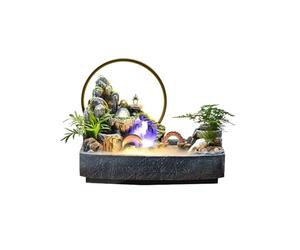 XBDLYQBD Indoor Tabletop Waterfall Fountain with LED Light & Mist Effect, Rockery Stream Water Feature for Home Office Décor, Feng Shui Desktop Fountain for Meditation Relaxation Stress Relief