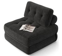 Xbro Sofá Cama Plegable con Respaldo Reclinable, Sillón Convertible en Cama 2 en 1 Portátil para Espacios Pequeños, Tela de Pana con Relleno de Espuma, 170 x 85 cm Desplegado (Negro)