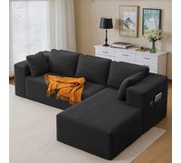 Xbro Sofa Esquinero Modular Forma L, Sofa Chaise Longue para Sala de Estar con Cojines y Bolsillos Laterales, Sin Montaje, Tela de Pana, 250 x 160 x 62 cm, (Gris Oscuro, Chaiselongue Izquierda)