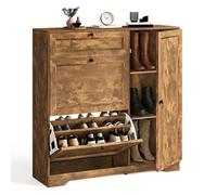Xbro Zapatero Entrada Recibidor, Mueble Zapatero de Madera con 2 Puertas Abatibles y Armarios, Zapatero Estrecho Entrada Recibidor para Pasillo y Salón, Medidas 100×30×102cm Retro