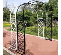 XBTGS Arco de jardín de metal, 1 juego de arcos de rosas, soporte de metal para flores, para varias plantas trepadoras, rosas y vides, cumpleaños de boda, blanco, 1,4 x 2,3 m