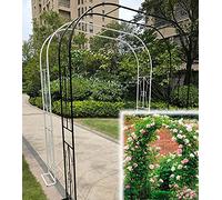 XBTGS Arco de jardín de metal para jardín, arco, arco de rosas, arco de boda de metal, pérgola, plantas trepadoras de jardín, enredaderas, 1 juego para interiores y exteriores, arco, blanco, 2,4 x 2,4