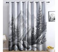 XCQHZYQ Cortinas Opacas para Niños Dibujo a lápiz una montaña Suiza, Cortinas Térmicas Aislantes Frío Calor Reduccion Ruido Proteccion Intimidad para Hogar Dormitorio Infantil, 2x140x175 cm