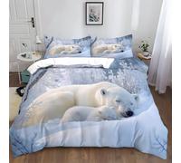 XCQHZYQ Funda Nordica para Cama 105/135 Oso Polar Animal Juego de Ropa de Cama Fundas Nórdicas 180x220 cm Poliéster Algodón, 3 Piezas Juego de Cama Cremallera Funda de Almohada