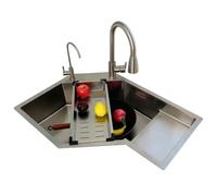 XDCXYD Fregadero De Cocina Esquinero Reforzado Con Escalones En Forma De Diamante En Forma De L