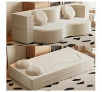 XDCXYD Sofá Cama 2 En 1 De Compresión para Apartamentos Pequeños | Envasado al vacío, no requiere montaje, tejido de chenilla + esponja de alta densidad(Blanco,100*150cm)