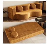 XDCXYD Sofá Cama 2 En 1 De Compresión para Apartamentos Pequeños | Envasado al vacío, no requiere montaje, tejido de chenilla + esponja de alta densidad(Turmeric,100*150cm)