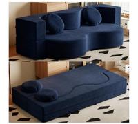 XDCXYD Sofá Cama 2 En 1 De Compresión para Apartamentos Pequeños | Envasado al vacío, no requiere montaje, tejido de chenilla + esponja de alta densidad(Deep Blue,100*150cm)