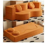 XDCXYD Sofá Cama 2 En 1 De Compresión para Apartamentos Pequeños | Envasado al vacío, no requiere montaje, tejido de chenilla + esponja de alta densidad(Orange-red,100*150cm)