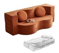 XDCXYD Sofá Cama De Tela con Compresión Al Vacío De Doble Propósito Utilizado como Sofá/Cama(Orange-Red,100 * 200cm)