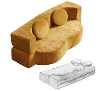 XDCXYD Sofá Cama De Tela con Compresión Al Vacío De Doble Propósito Utilizado como Sofá/Cama(Turmeric,100 * 150cm)