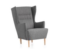 XDREAM Olaf: Sillón orejero | Sillón de relax con reposabrazos | Tapizado en color gris | Ideal para el salón y rincón de estar | Altura del asiento: 46 cm