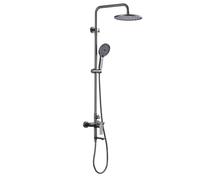 XDSMB columna ducha con grifo bañera Giratoria 180° gris Pistola | grifo ducha de pared monomando con manguera y alcachofa, Conexión G1/2, Núcleo De Válvula Cerámico Incorporado