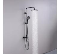 XDSMB columna ducha con grifo bañera Giratoria 180° negro | grifo ducha de pared monomando con manguera y alcachofa, Conexión G1/2, Núcleo De Válvula Cerámico Incorporado