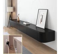 XDXINY Consola de TV flotante para televisor, mueble de TV con varios compartimentos de almacenamiento, montado en la pared para salón y dormitorio (negro, 120 x 20 x 24 cm)