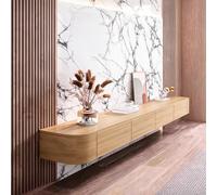 XDXINY - Mueble de TV colgante de madera maciza para salón, hogar, mesa de centro soporte para TV 140, 160, 180, 200, 220, 240 cm, varios tamaños (color madera, 180 x 20 x 24 cm)