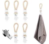 XENQITO 5 Piezas Pinzas para Toallas,Clips para Paños de Cocina, Pinzas de Acero inoxidable, Ganchos Perchas para Toallas de Té para Baño Cocina Colgar Colgando Toallas, Percha para Toallas
