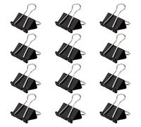 XFentech 12 Piezas Clips de Carpeta Negro - Clip De Papel De Metal Bulldog Clips Pinzas Papeleria Multifuncionales Para Oficina Escuela Hogar 41mm