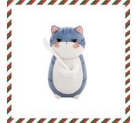 Xfeyaqlo - Taza de gato con cuchara y tapa, taza de café, taza linda, se puede decorar con una taza 3d muy linda, para café, leche, bebidas, gachas, cerámica, 300 ml, azul