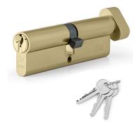 XFORT Cerradura de cilindro europeo 80mm, Con 3 llaves, Antigolpe, antitaladro, antirrobo, alta seguridad para puertas de madera, UPVC y compuestas Latón Cilindro de giro de pulgar 40T/40