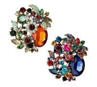 XFSRG 2 Piezas Broche Vintage para Ropa Mujer Floral con Gotas y Cristal