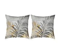 XFSRG 2 Piezas Funda Cojin 45x45cm Poliester Cojin Estampado Hoja Tropical para Cojines Decorativos Almohada Sofa Exterior (Gris, Feuilles, 45x45cm)