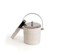 Xgdsnly Cubitera corativo Cubitera con Compacto Recipiente para Invitados, Bar Doméstico, 13.5 13.5 H23cm, Cubo De Hielo Plateado Blanco Roto