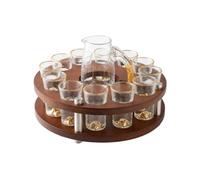 Xgdsnly Estante para Shots con Botella, Estilo Retro Ligero con Diseño De Montaña Dorada