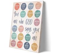 XGINERFEX Affirmation Wall-Art, Identity in Christ Canvas Print You Are Who God Says You Are, Modern Inspirational Decor for Living Room & Bedroom(Framed,16x24inch(40x60cm))