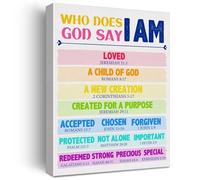 XGINERFEX Biblical Affirmations for Canvas, Who Does God Say I Am Poster, Identity Wall-Art for Room, Classroom and Nursery(Unframed,16x24inch(40x60cm))