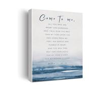 XGINERFEX Come to Me Canvas Wall-Art Matthew 11 28-30 Scripture Print Inspirational Quote for Rest and Peace Decor(Framed,12X18inch(30X45cm))