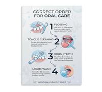 XGINERFEX Complete Oral Care Order Poster Step by Step Health Guide Canvas Wall-Art for Bathroom Wall Decor(Framed,16x24inch(40x60cm))